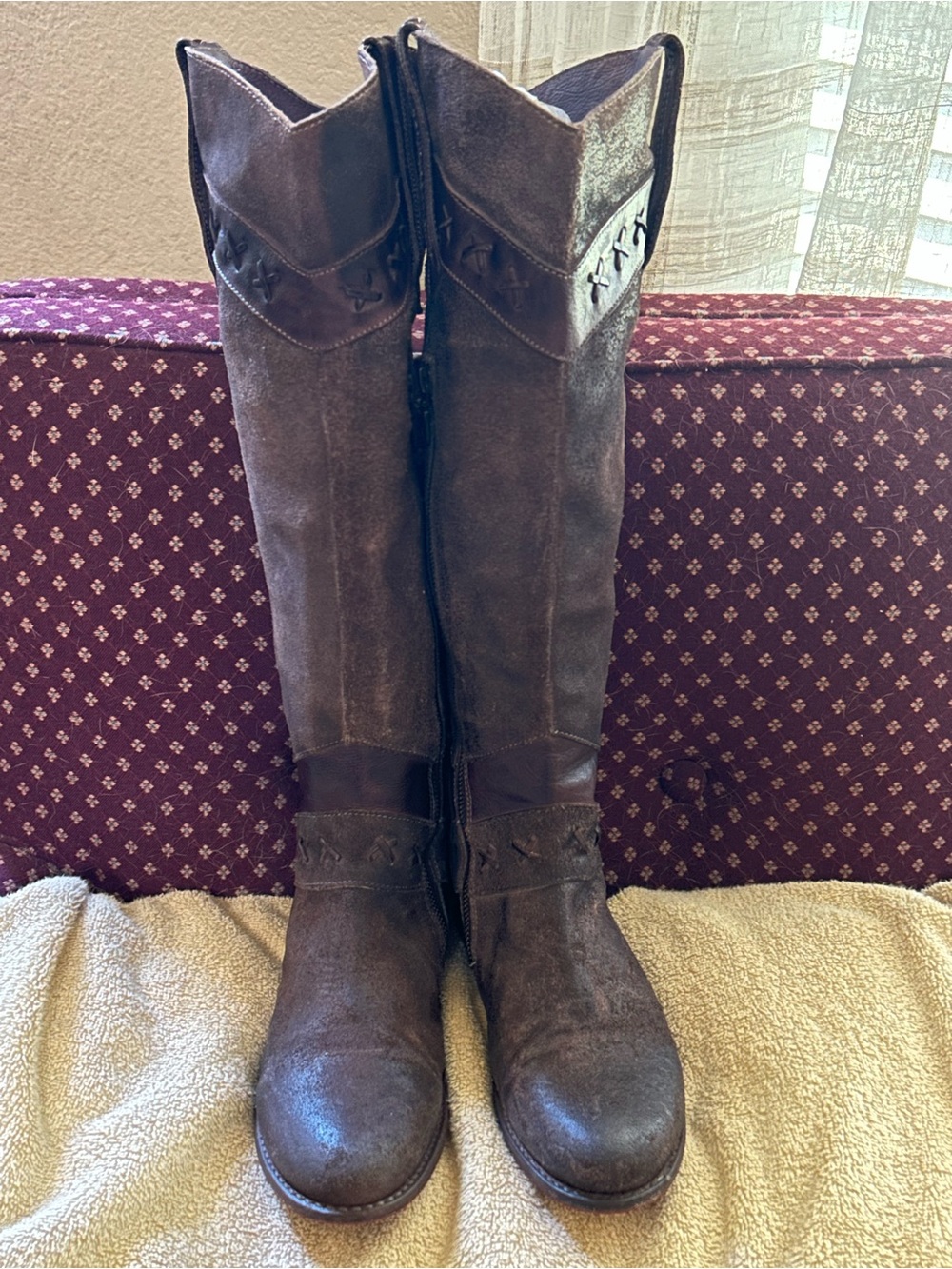 BED/STU Brown Leather Zip Up Tall Ladies Riding Boots